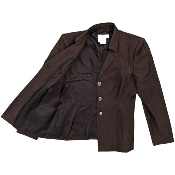 Escada Italy Women's 100% Wool Brown Three Button Blazer Size EU 42 US S - Picture 3 of 9